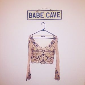 Mesh sequin crop Top